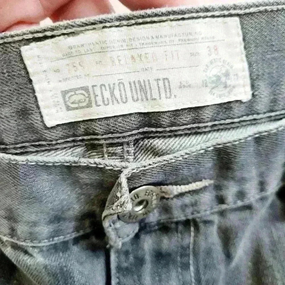 Vintage Ecko Unlimited relaxed Fit jorts black Denim Jean Shorts Mens Size 38 - Picture 5 of 8